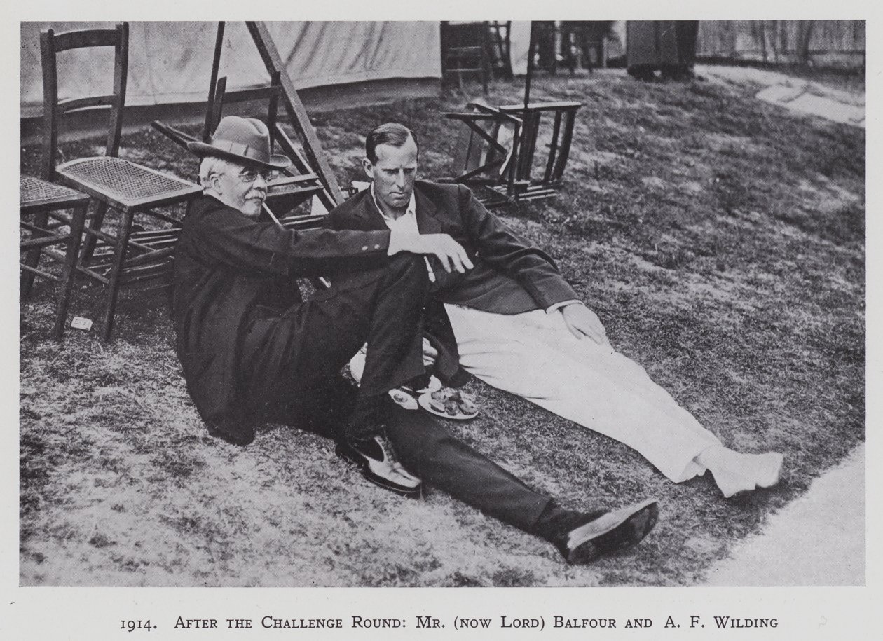 1914, Efter udfordringsrunden, Mr (nu Lord) Balfour og A F Wilding (s/h-foto) af English Photographer