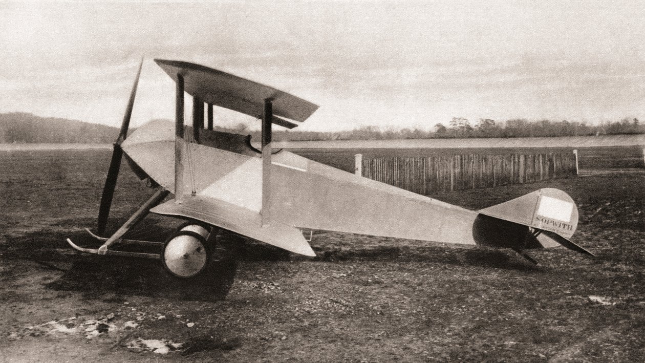 En Sopwith Tabloid, enkeltsædet spejdertraktor biplan brugt under Første Verdenskrig, fra The Illustrated War News, 1915 af English Photographer