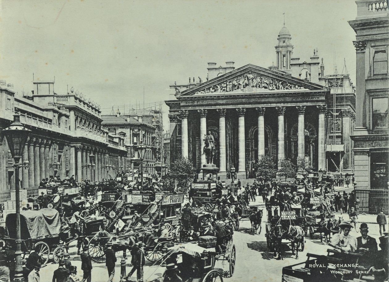 Bank of England, Threadneedle Street, City of London, 1890 af English Photographer