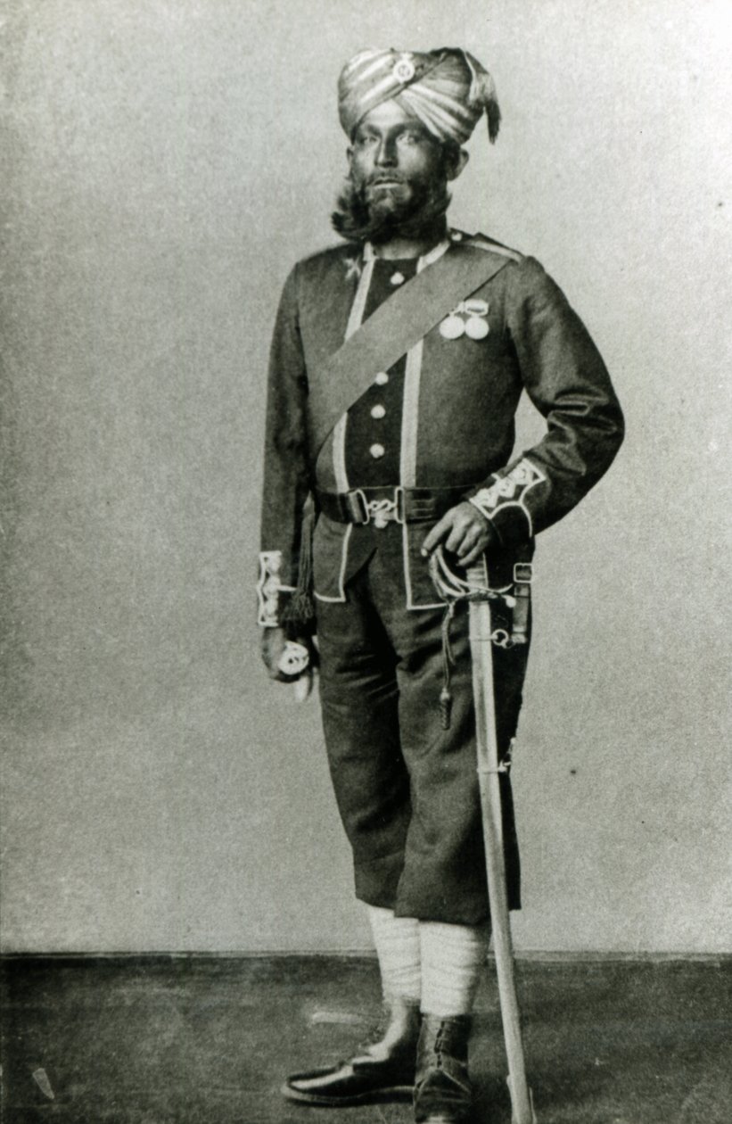 Bengalsk infanterist, ca. 1900 (s/h-billede) af English Photographer