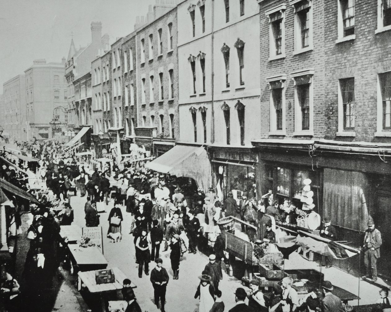Brick Lane Market, Brick Lane: generel visning, 1895 af English Photographer