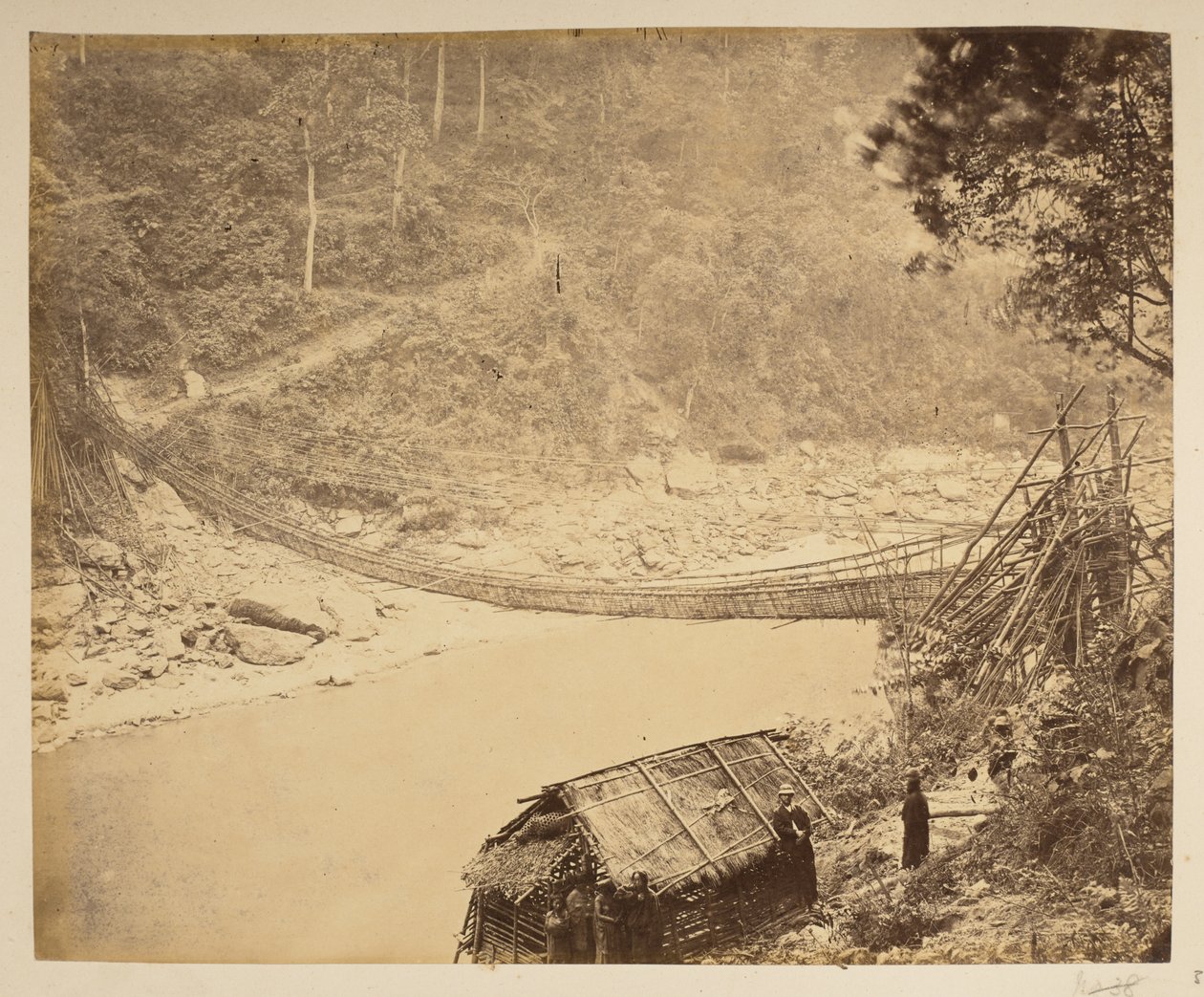 Cane hængebro over Teesta, på vej ind i Bhootan.  Udsigt over Darjeeling. 1870