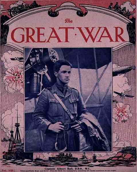 Kaptajn Albert Ball (1896-1917), D.S.O., M.C., forsiden af "The Great War", Vol. VIII, ca. 1917 (fotogravure) af English Photographer