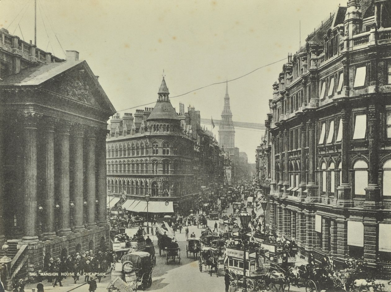 Cheapside, fra Mansion House, City of London, 1885 af English Photographer