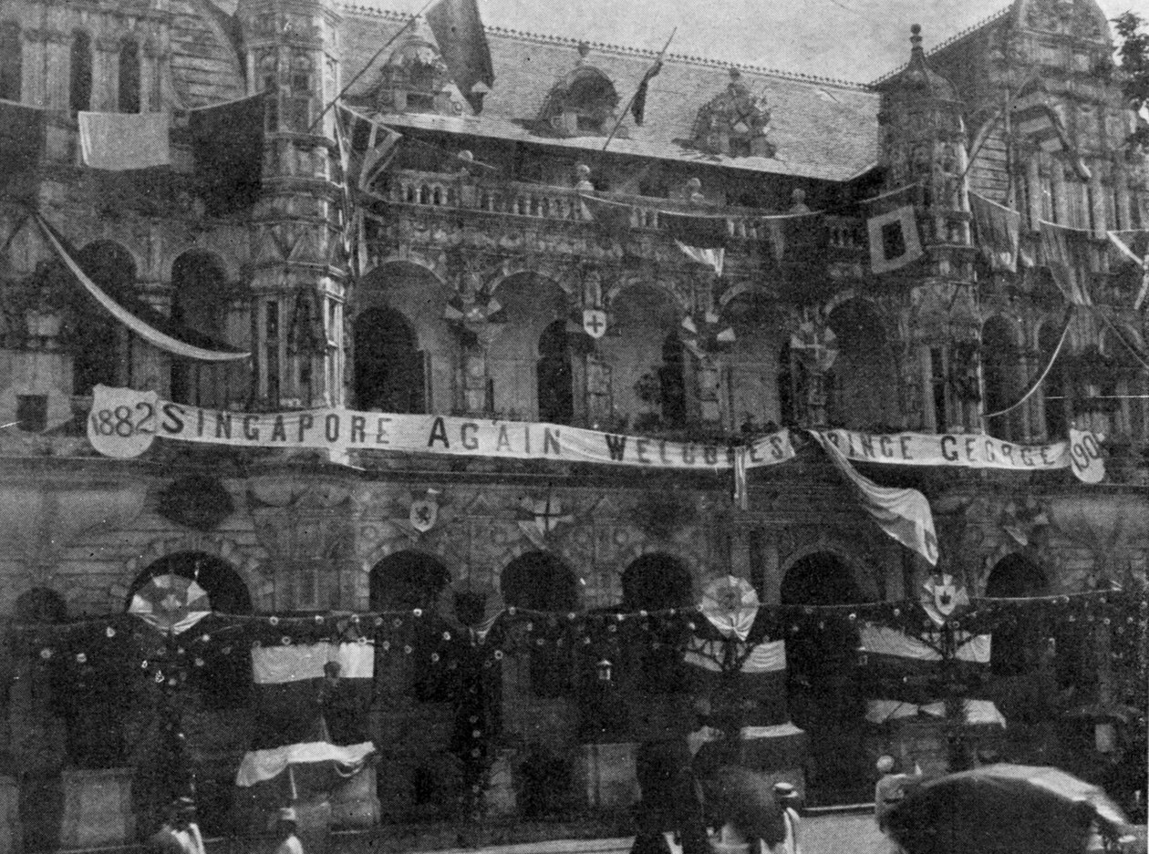 Dekorationer på rådhuset, Singapore, illustration fra Kongen, 25. maj 1901 af English Photographer