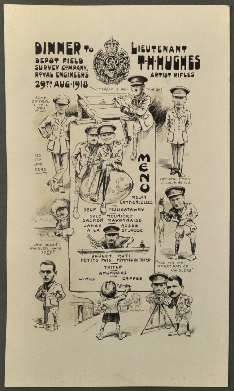Middag til løjtnant T. H. Hughes, Artist Rifles, Depot Field Survey Company, Royal Engineers, 29. august 1918 af English Photographer