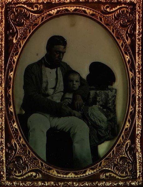 Far og barn, ca. 1850 (ambrotype_ af English Photographer