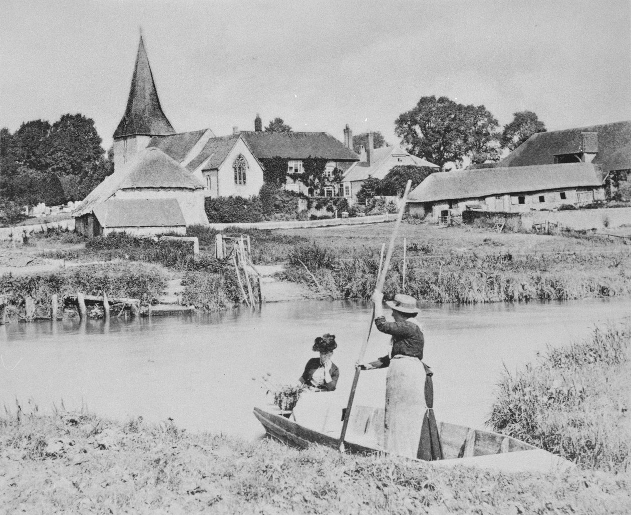 Færge over Arun ved Bury, Sussex af English Photographer