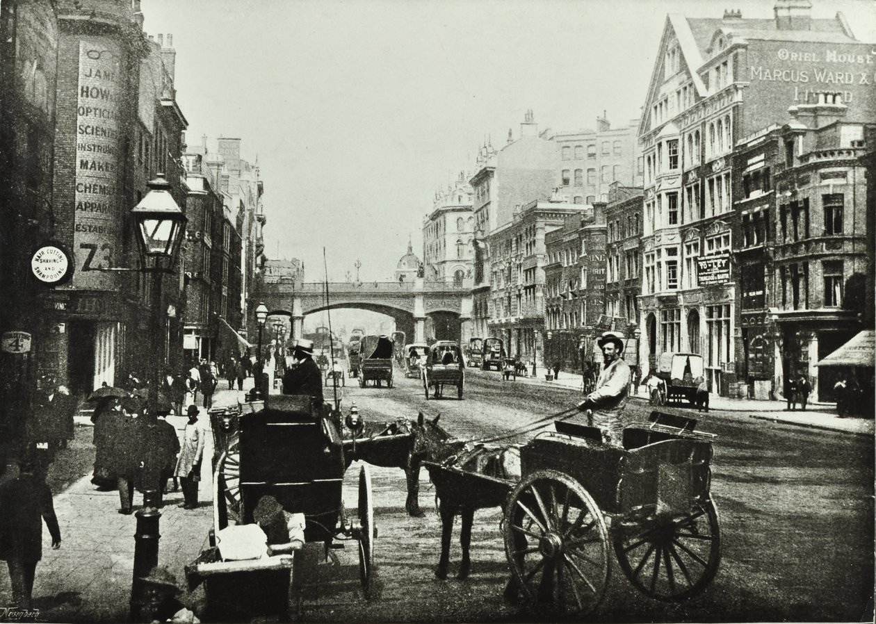 Holborn Viaduct, Farringdon Street, ser mod nord, City of London, 1890 af English Photographer