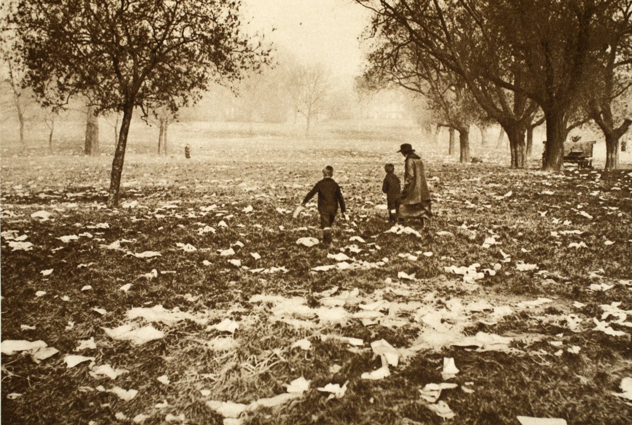 Affaldsstrøet græs på Hampstead Heath dagen efter en helligdag, fra Wonderful London, udgivet 1926-27 (fotogravure) af English Photographer