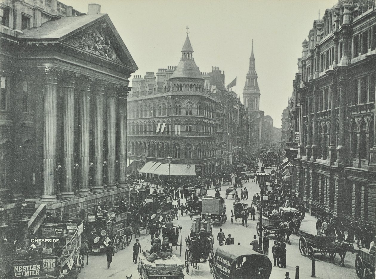 Mappin og Webb, Cheapside, fra Mansion House, der ser mod vest, City of London, 1895 af English Photographer