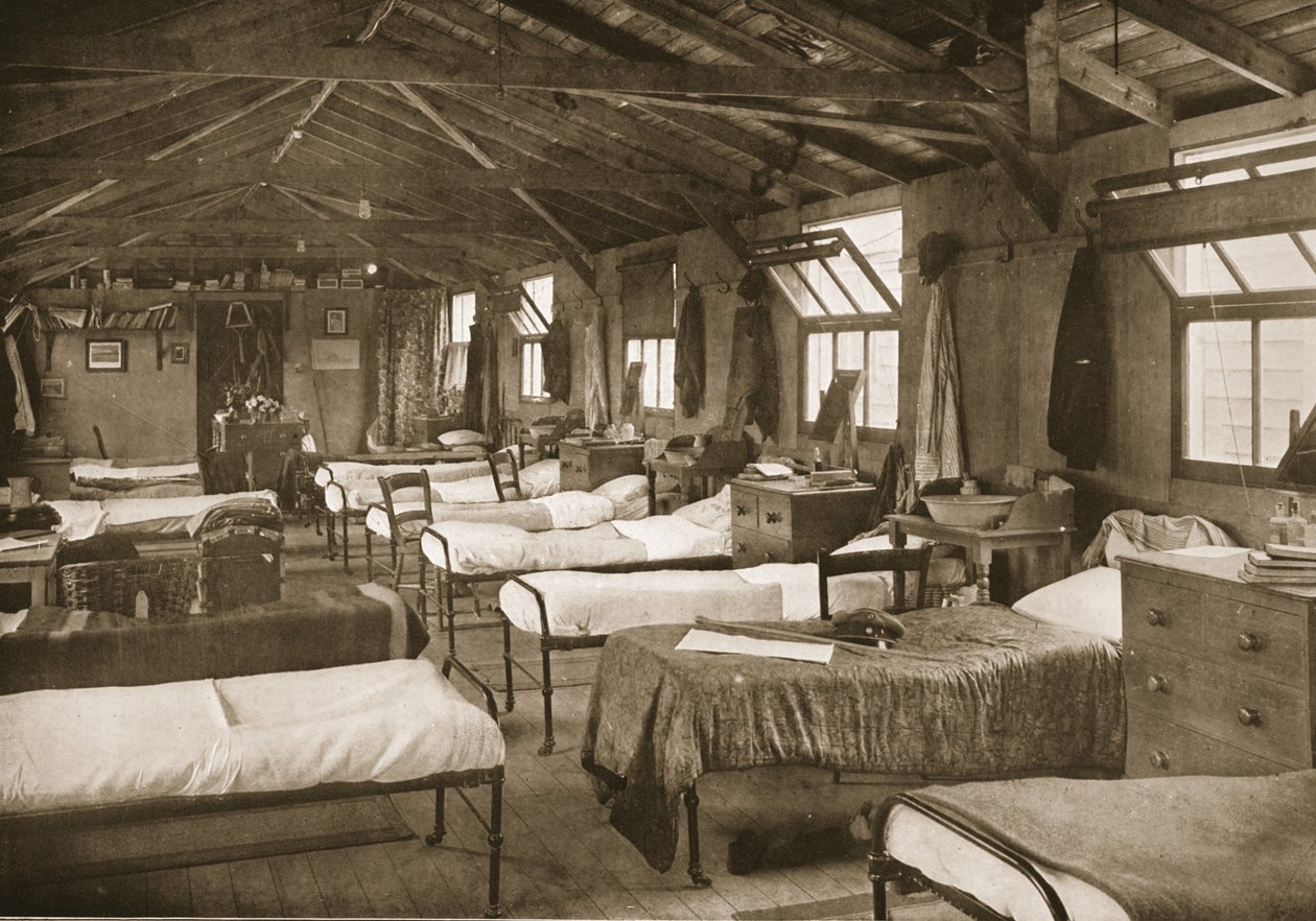 Et af soveværelserne, Donington Hall, illustration fra tyske fanger i Storbritannien (fotogravure) af English Photographer