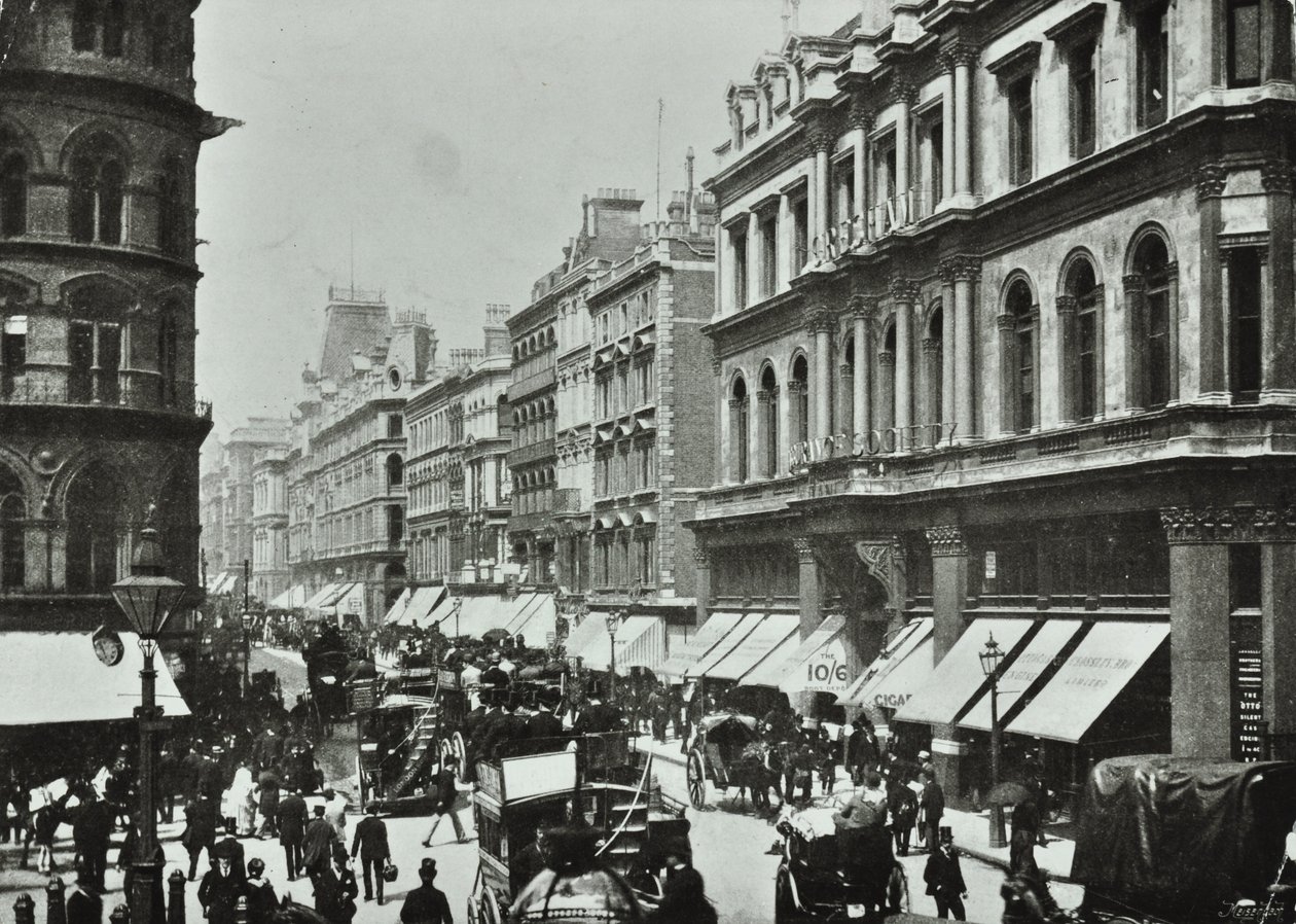 Fjerkræ, der ser mod vest til Cheapside, City of London, 1890 af English Photographer
