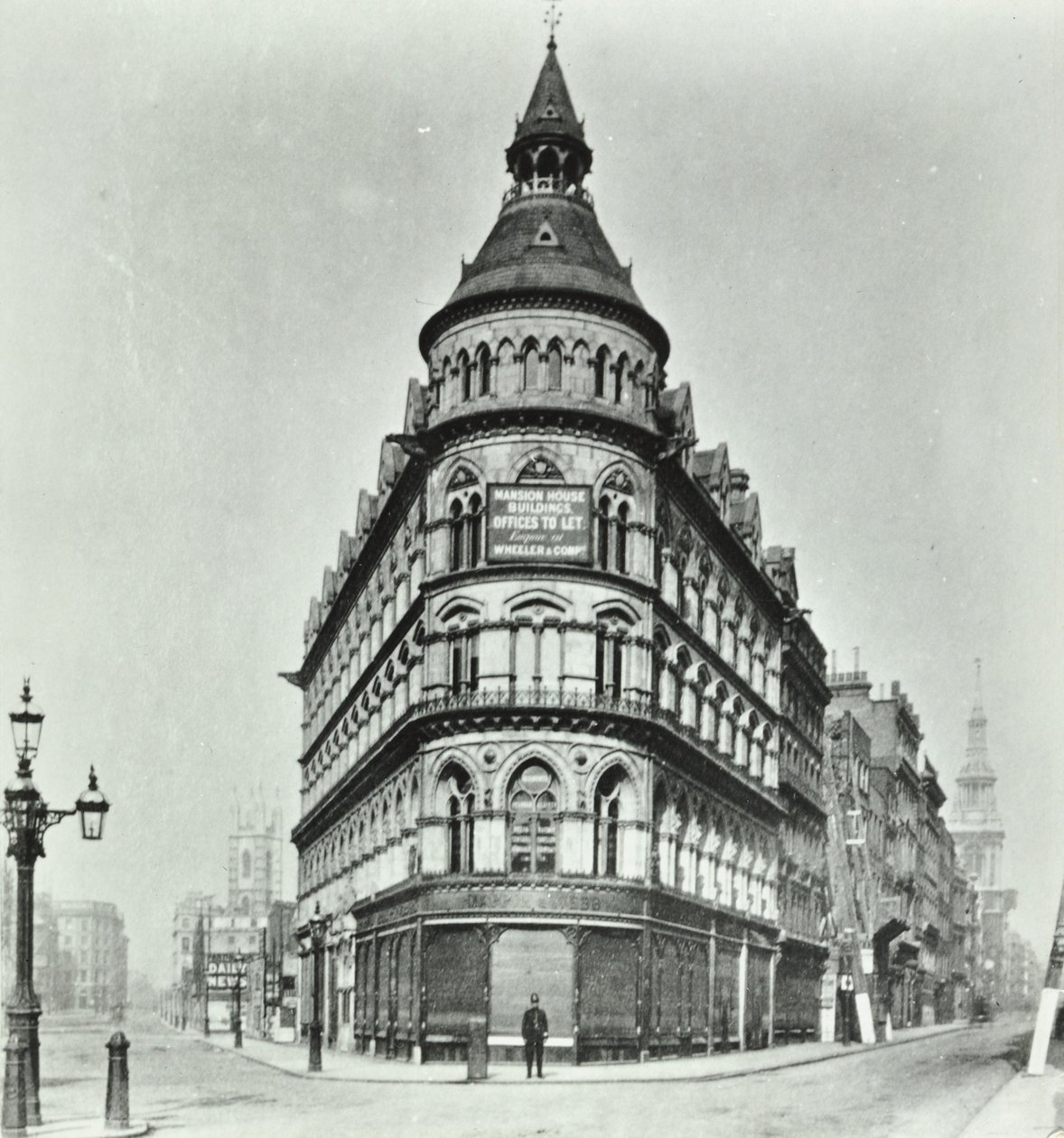 Queen Victoria Street, Mansion House Street hjørnet af Poultry and Queen Victoria Street, London, 1880 af English Photographer