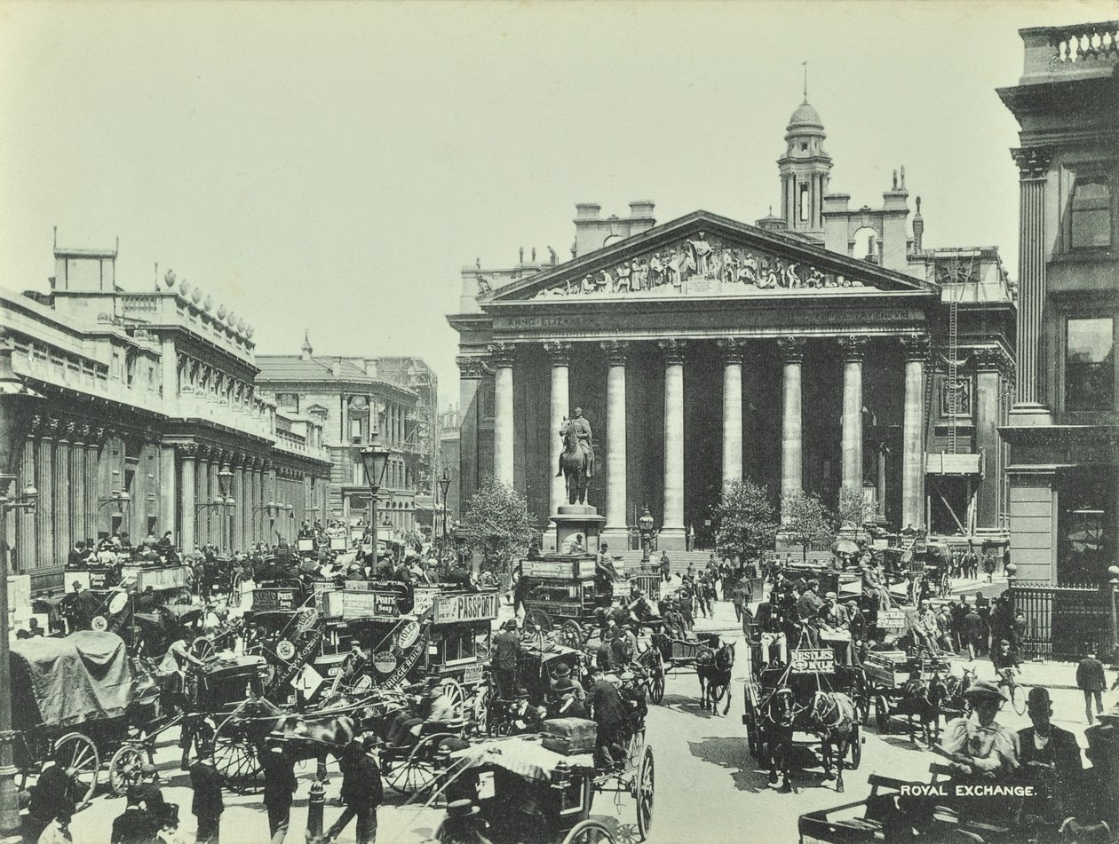 Royal Exchange, Threadneedle Street, City of London, 1890 af English Photographer