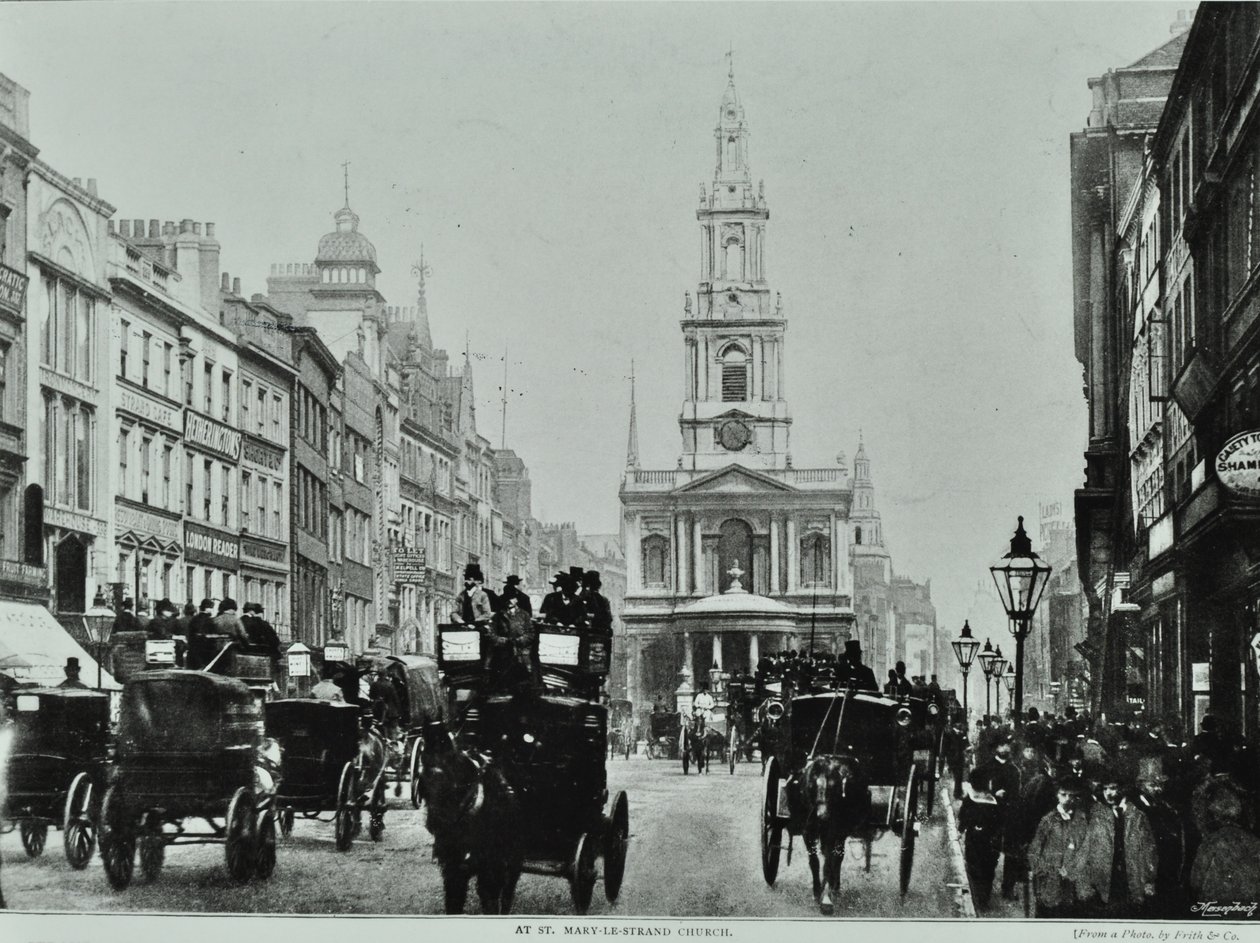 Saint Mary-le-Strand, Strand, Westminster LB: ser mod øst til Saint Mary-le-Strand, 1895 af English Photographer