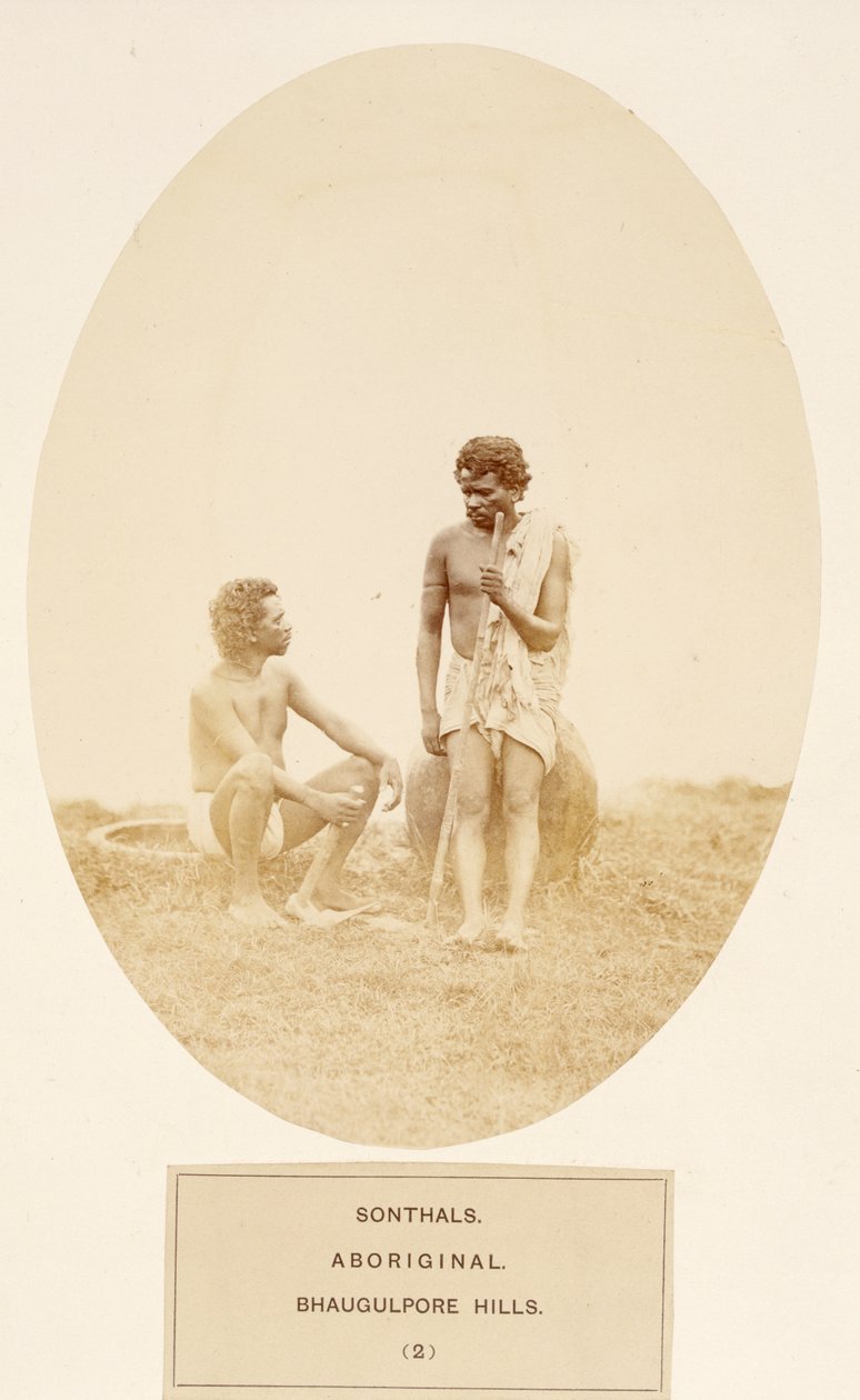 Sonthals, Aboriginal, Bhaugulpore Hills, fra The People of India, af J. Forbes Watson, udgivet 1868 (albummet tryk) af English Photographer