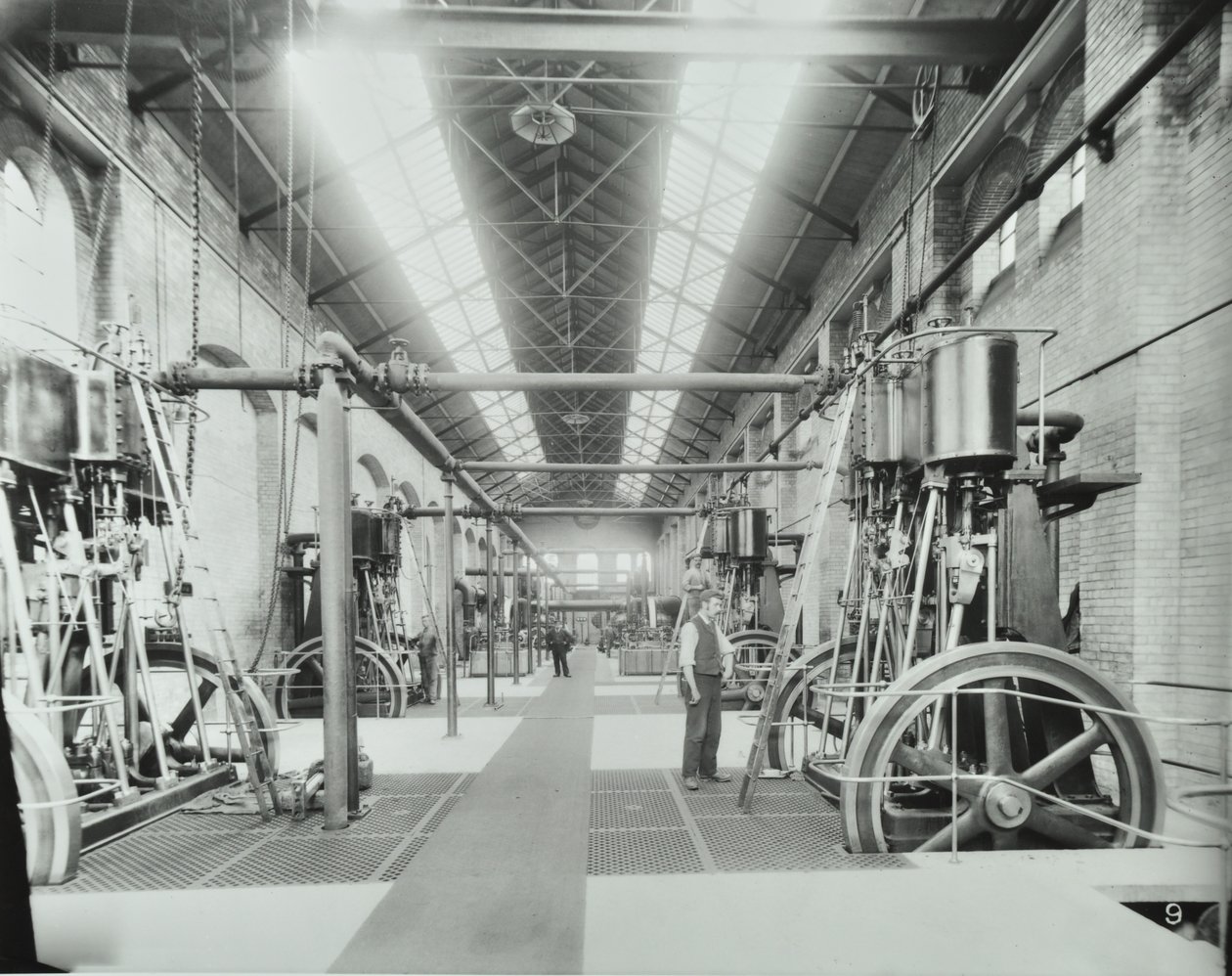 Southern Outfall Sewer, Crossness: indre af maskinhuset, 1894 af English Photographer