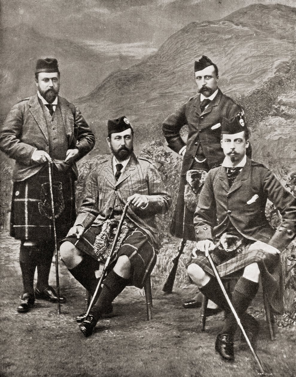 De fire prinser, 1881 (bw-foto) af English Photographer