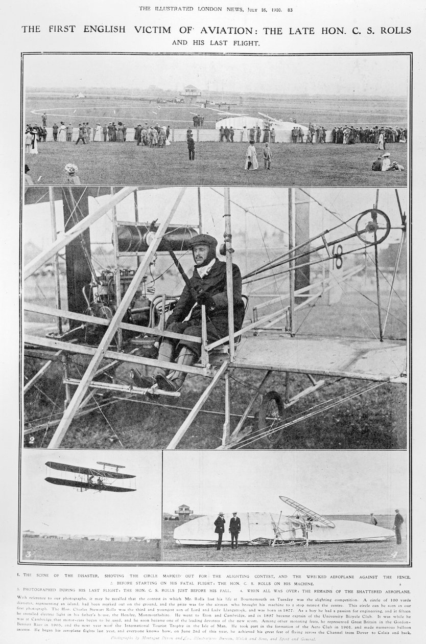 Det første engelske offer for luftfart: Late Hon. C.S. Rolls, og hans sidste flyvning, fra The Illustrated London News, 16. juli 1910 af English Photographer