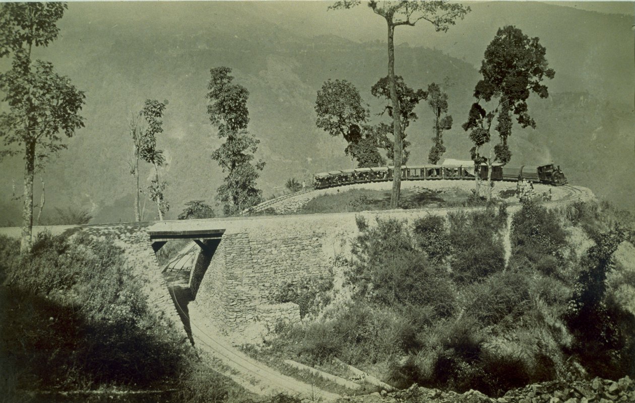 Løkken ved Agony Point ved Tindharia på Darjeeling Himalaya Railway, 1880