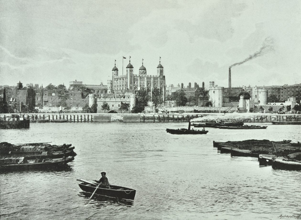Tower of London, Tower Hill: fra floden, 1895 af English Photographer