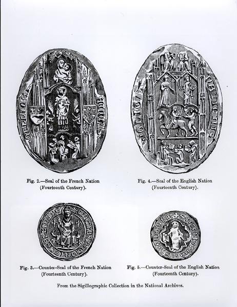 14. århundredes Segl fra de franske og engelske nationer, illustration fra 