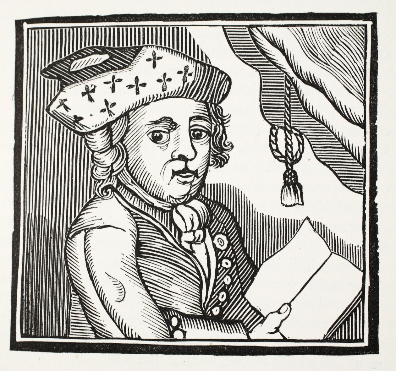 A Brief Relation of the Adventures of M. Bampfylde Moore Carew, illustration fra Chapter-books of the Eighteenth Century af John Ashton, pub. 1882 af English School