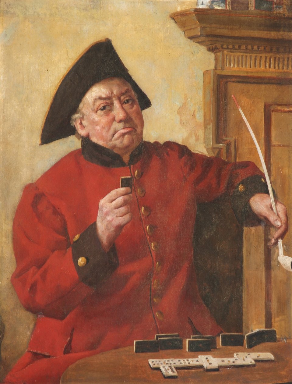 En Chelsea-pensionist, der spiller domino af English School