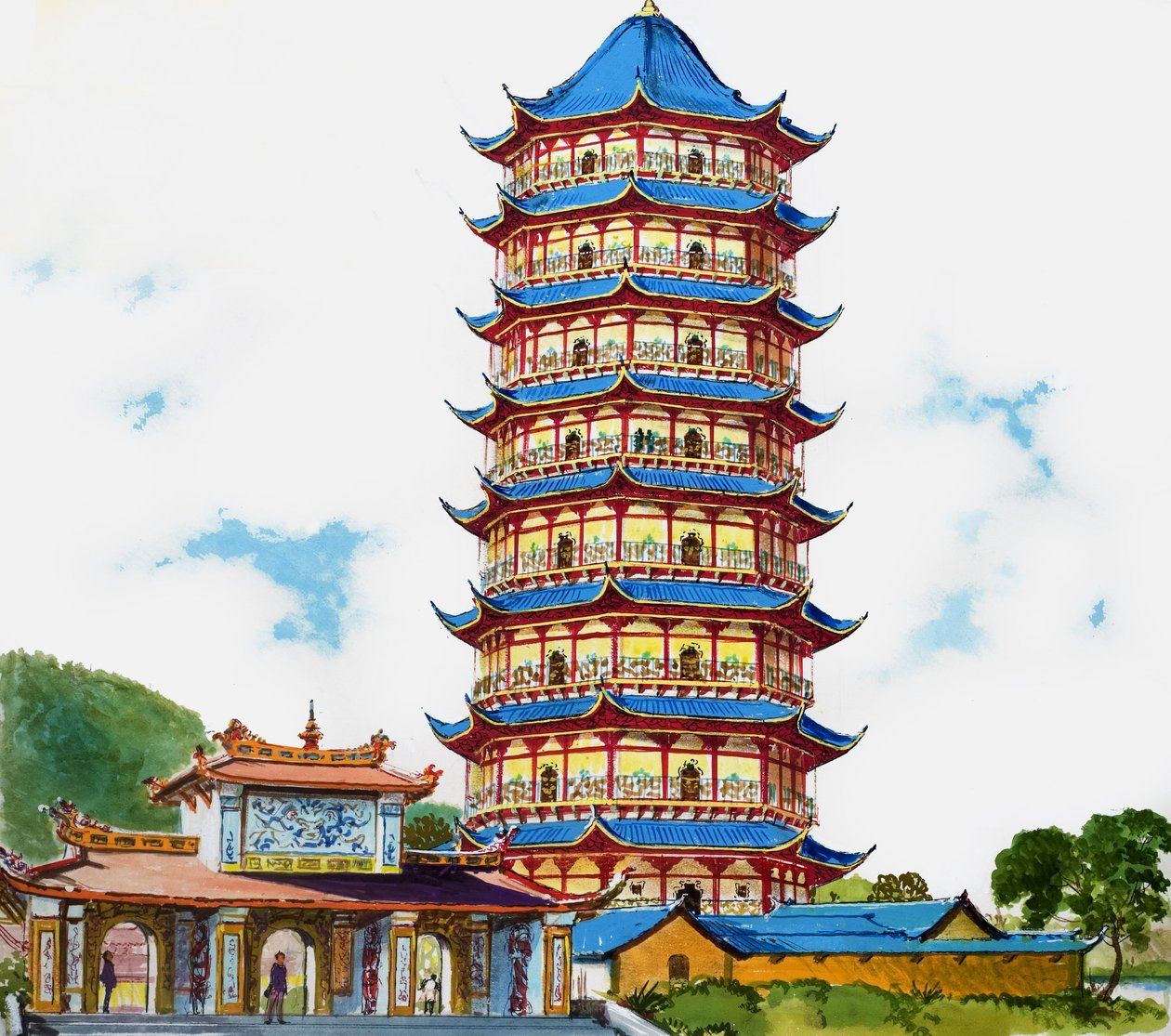 En kinesisk pagode, illustration fra 