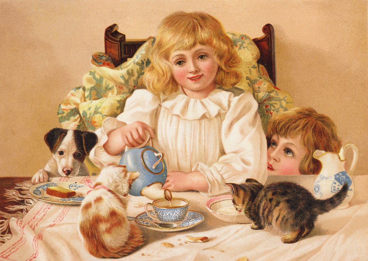 En families teselskab (chromolitho) af English School