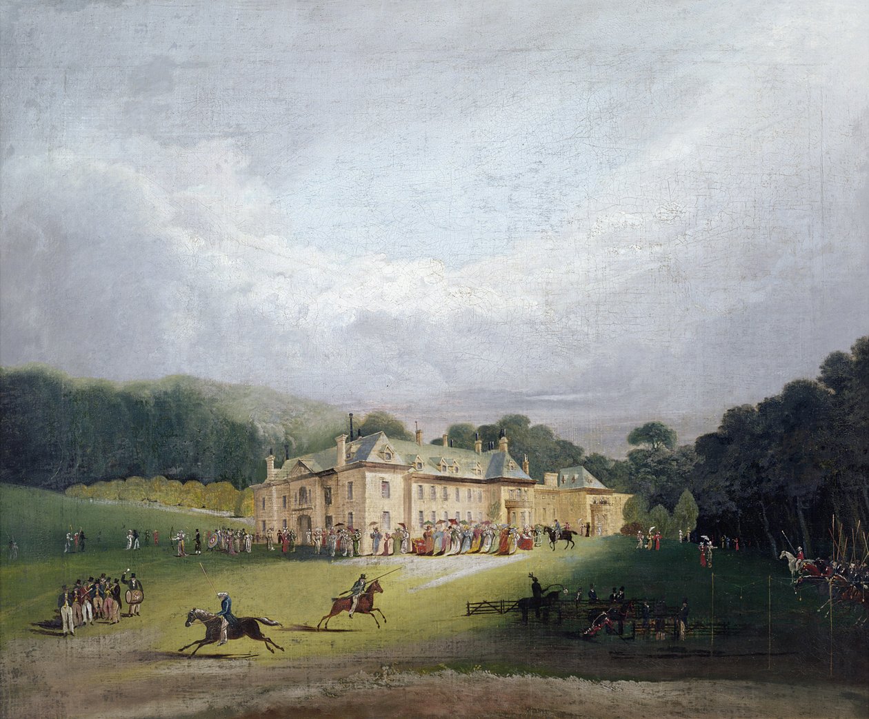 En fest i Firle, hvor det gamle spil Quintain blev genoplivet, 1827 af English School