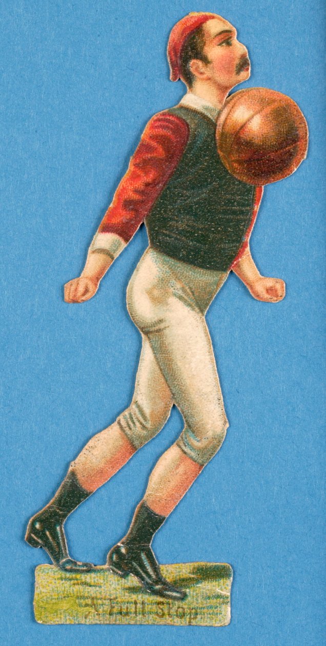 Et punktum, udskæring af en fodboldspiller, 1880