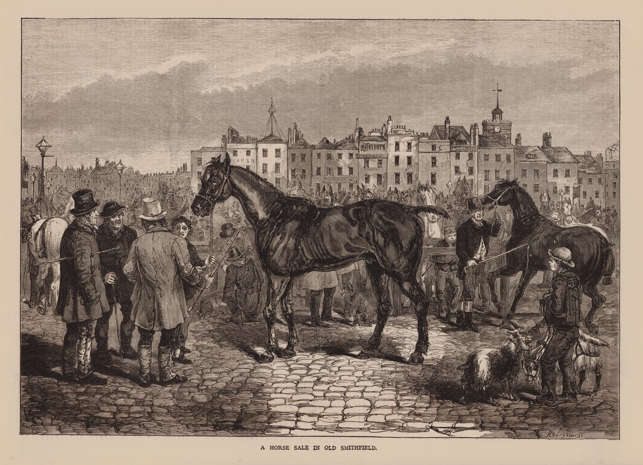 Et hestesalg i Old Smithfield (kobberstik) af English School