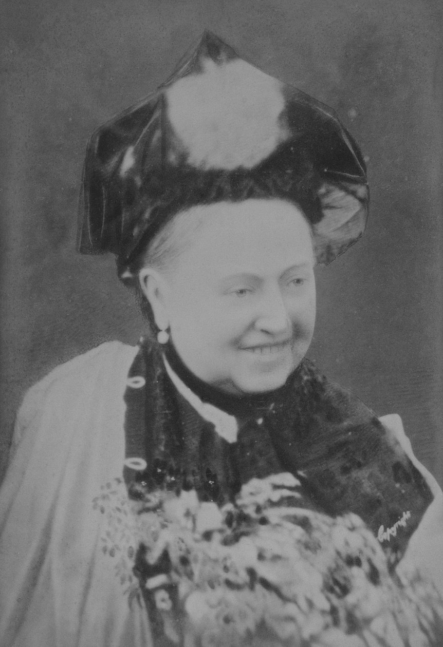 Et jubilæumsportræt af dronning Victoria (1819-1901) grinende, 21. juni 1887 (sepiafoto) af English School