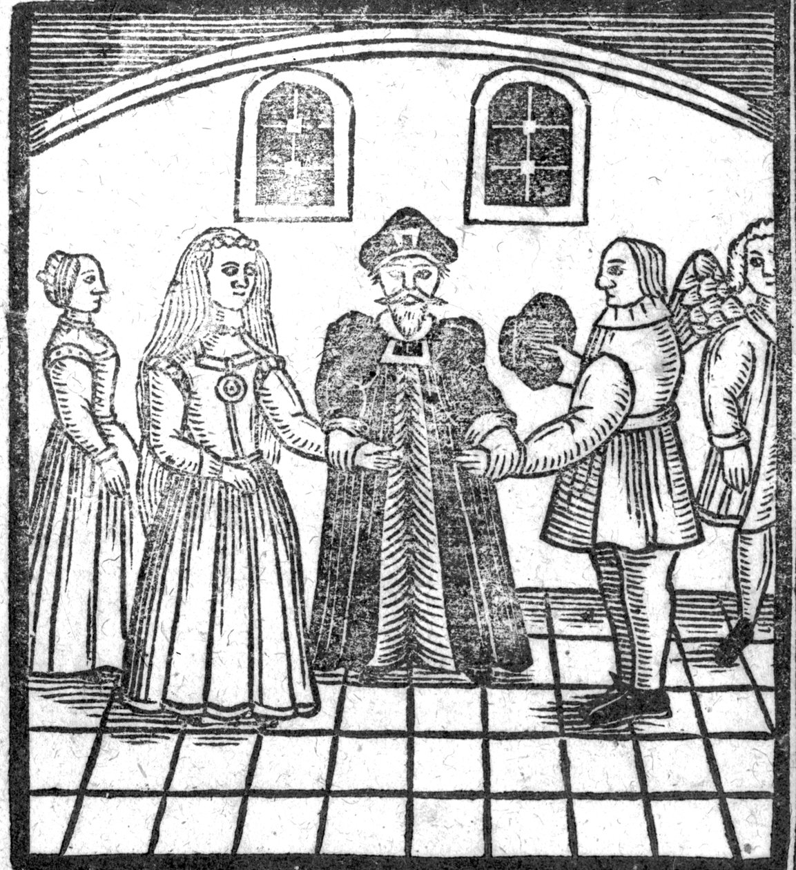 A Marriage Ceremony, en illustration fra A Book of Roxburghe Ballads af English School