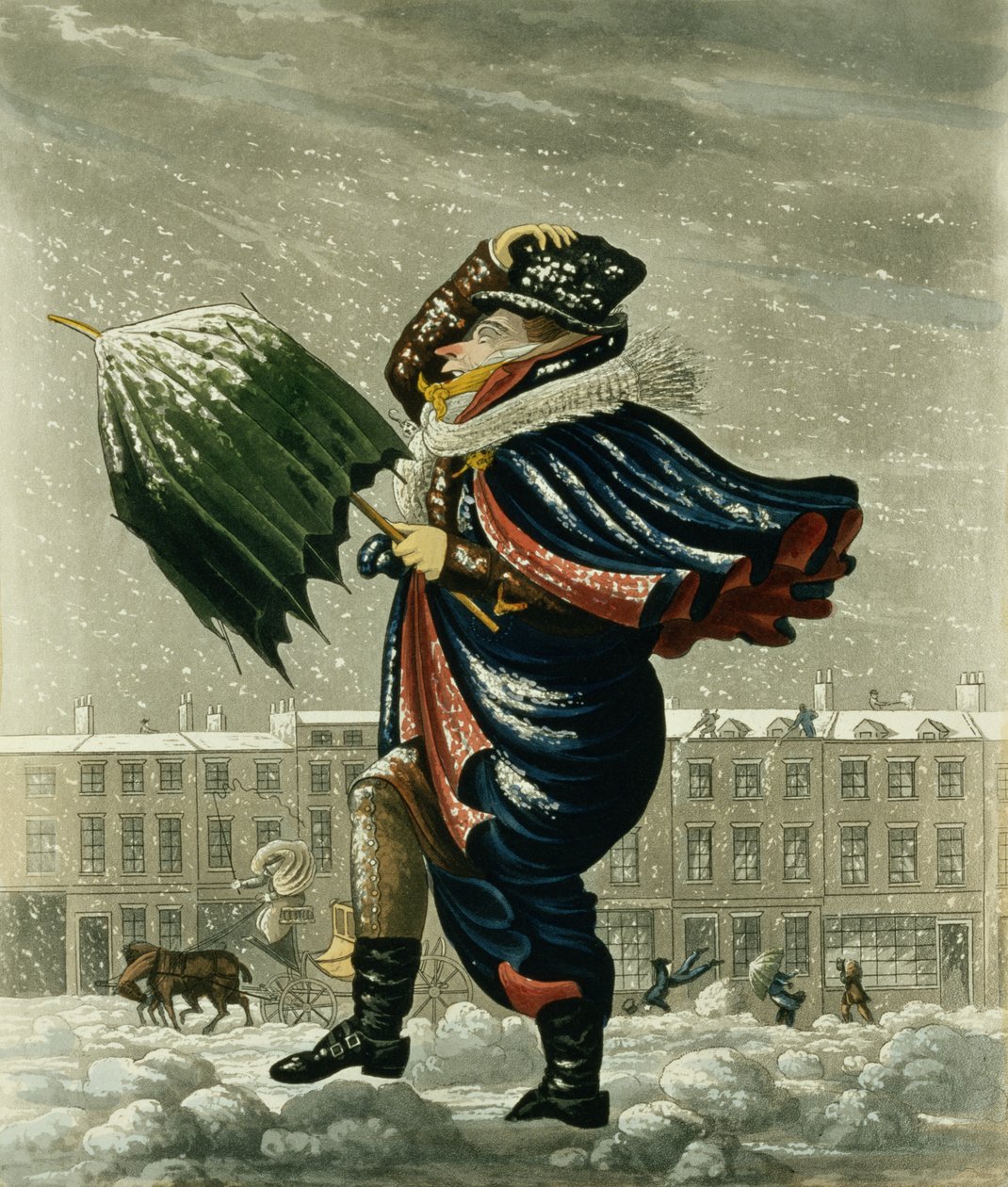 Glædelig jul og godt nytår i London, indgraveret af G. Hunt, 1827 af English School