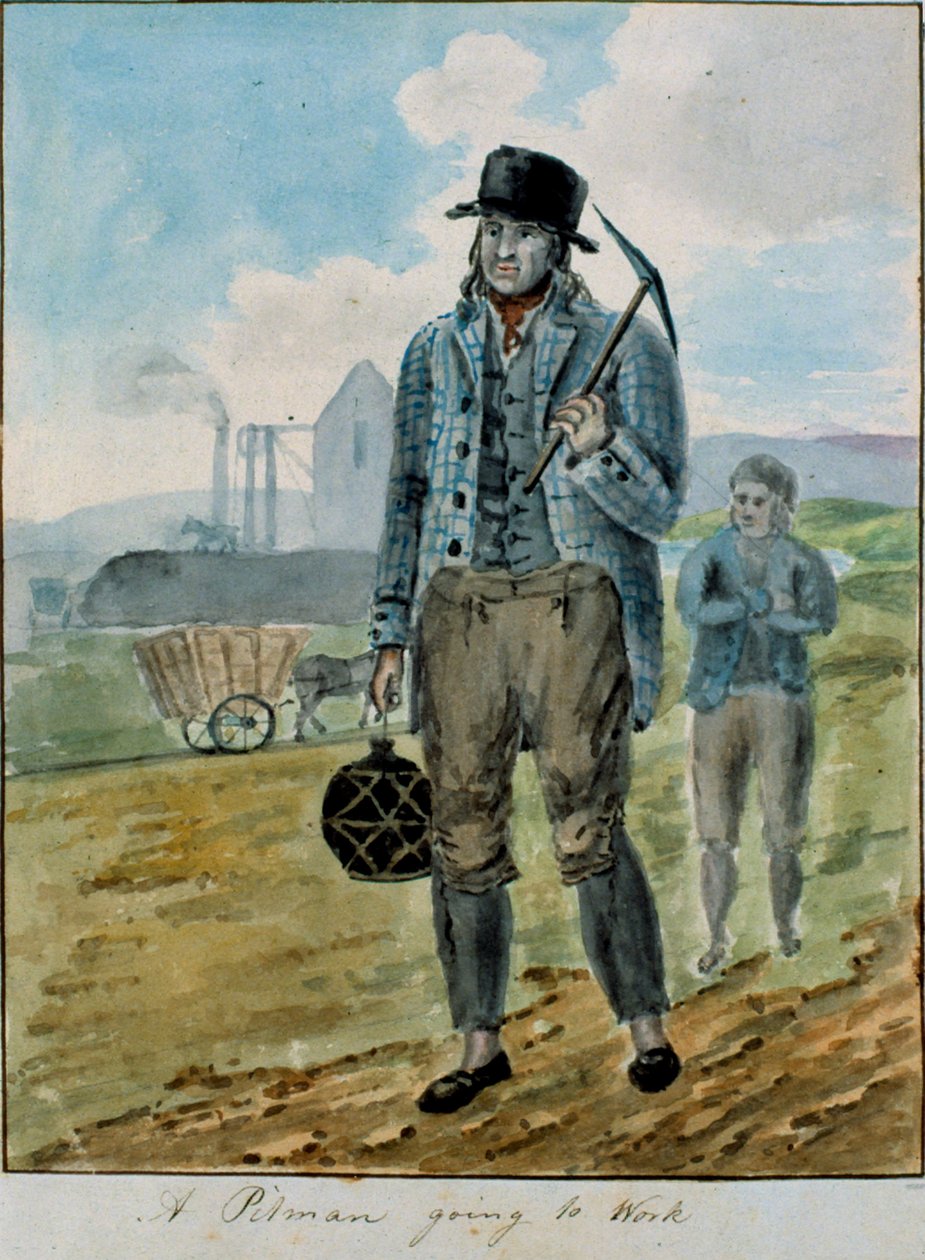 A Pitman Going to Work (akvarel på papir) af English School