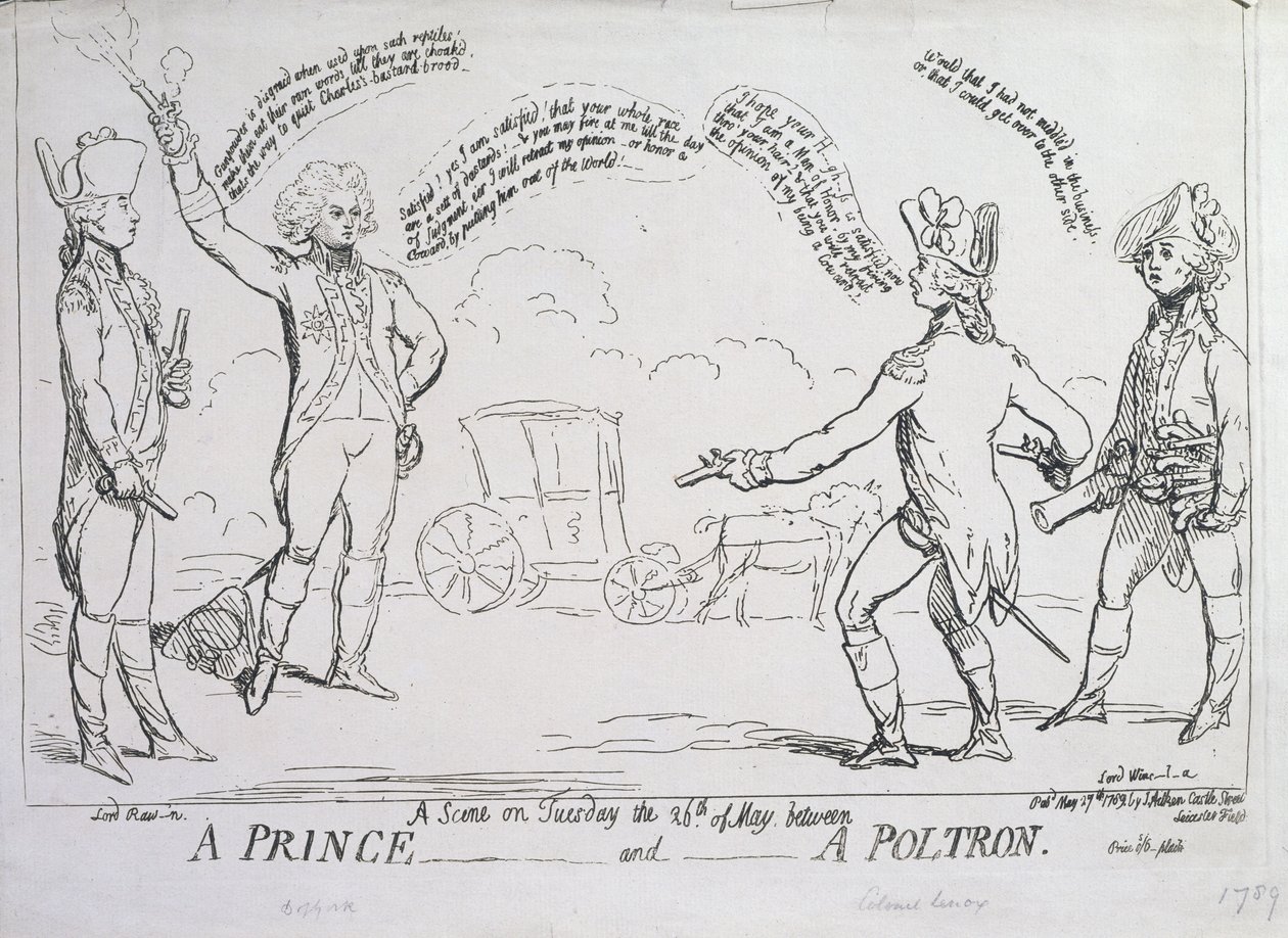 A Prince and a Poltron, udgivet af J. Aitken i 1789 af English School