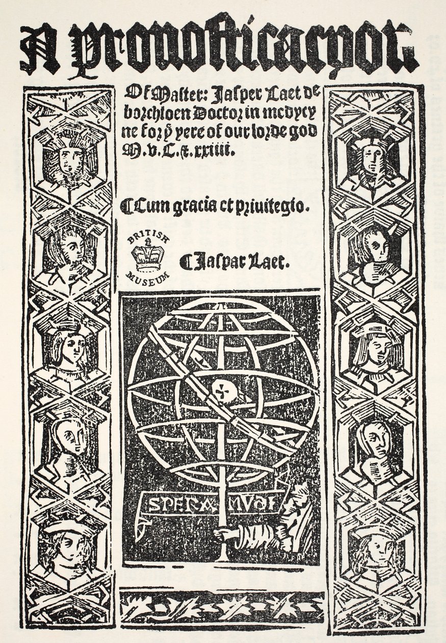 A Prognostication, af Jasper Laet (fl.1485-1532), trykt af R. Bankes, 1524 af English School