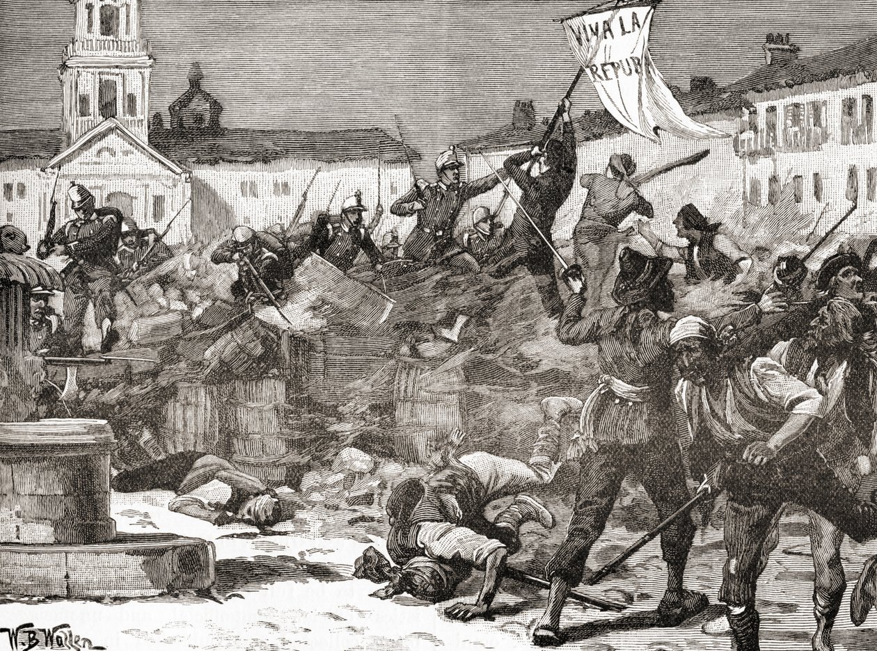 Et republikansk oprør i Malaga, Spanien under Den Glorious Revolution (La Gloriosa af English School