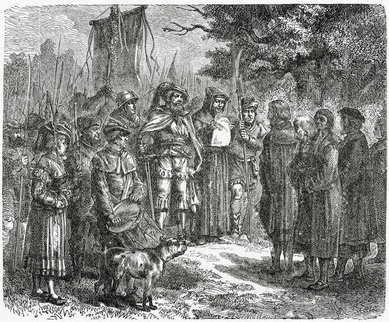 A Robber Knight kræver hyldest, 1882 af English School