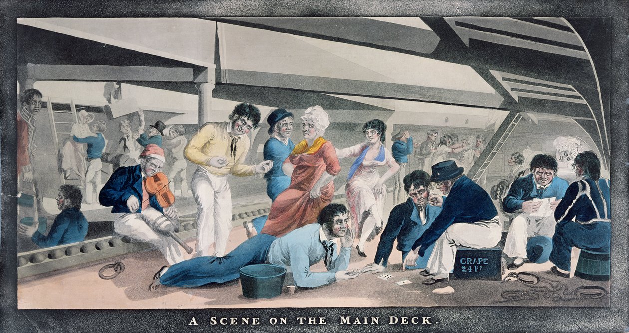 A Scene on the Main Deck, udgivet af I.W. Laird, 1841 af English School