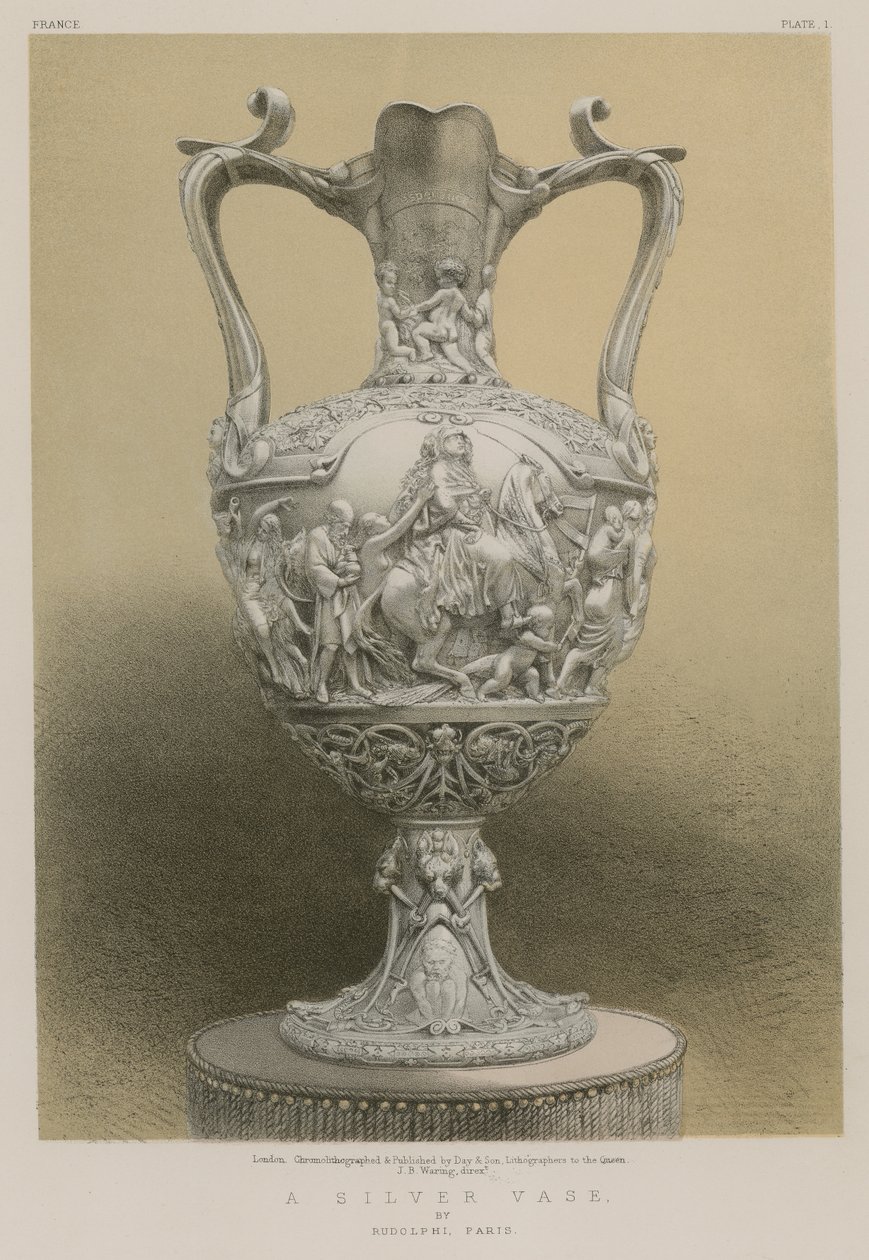 En sølvvase af Rudolphi, Paris (chromolitho) af English School