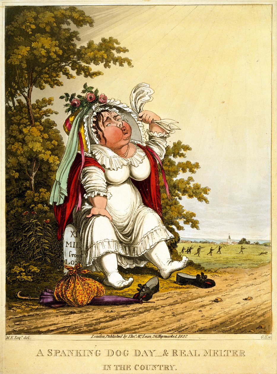 A Spanking Dog Day & Real Melter in the Country, indgraveret af George Hunt, udgivet af Thomas McLean, London, 1827 af English School
