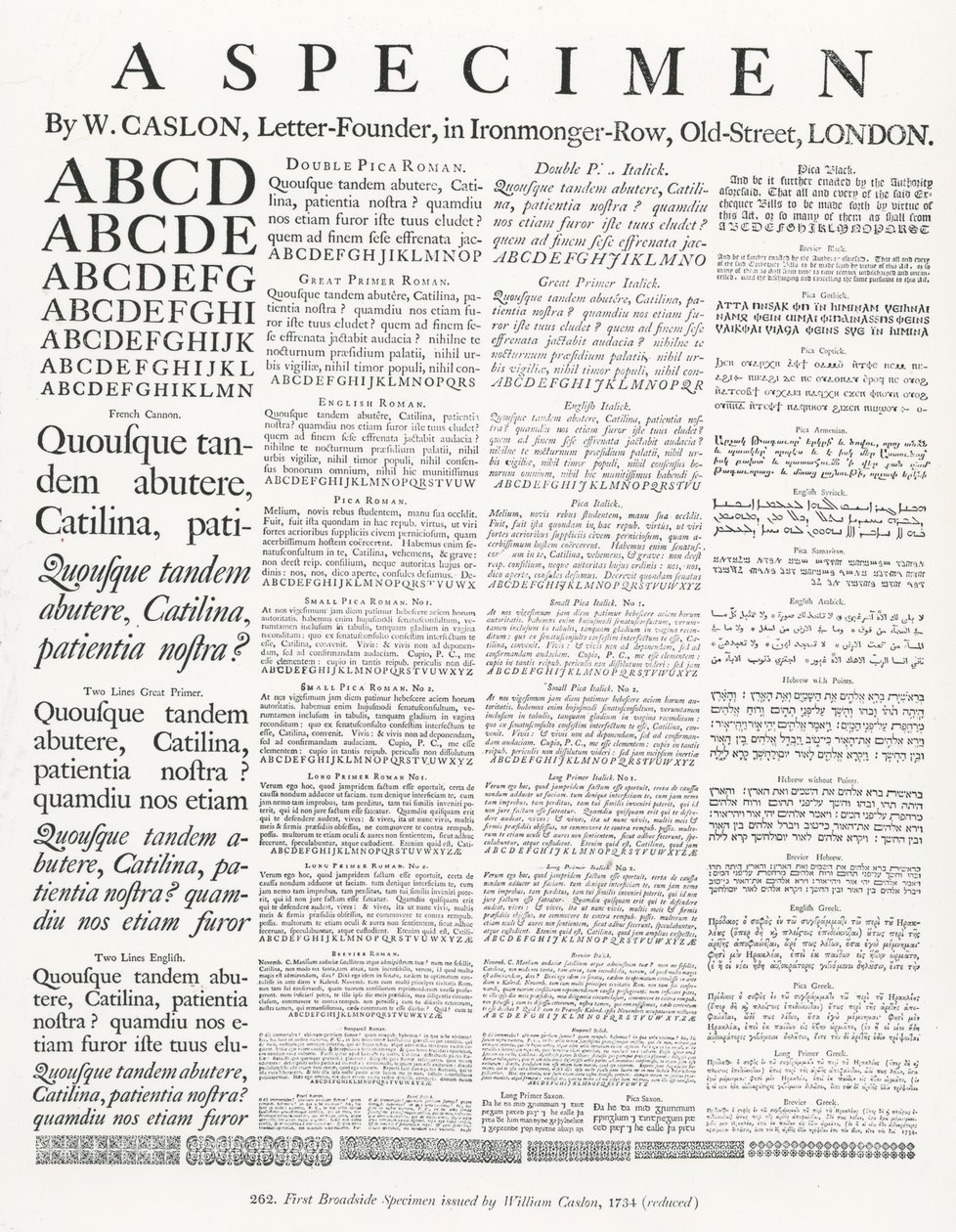 Et eksemplar af W.Caslon af English School