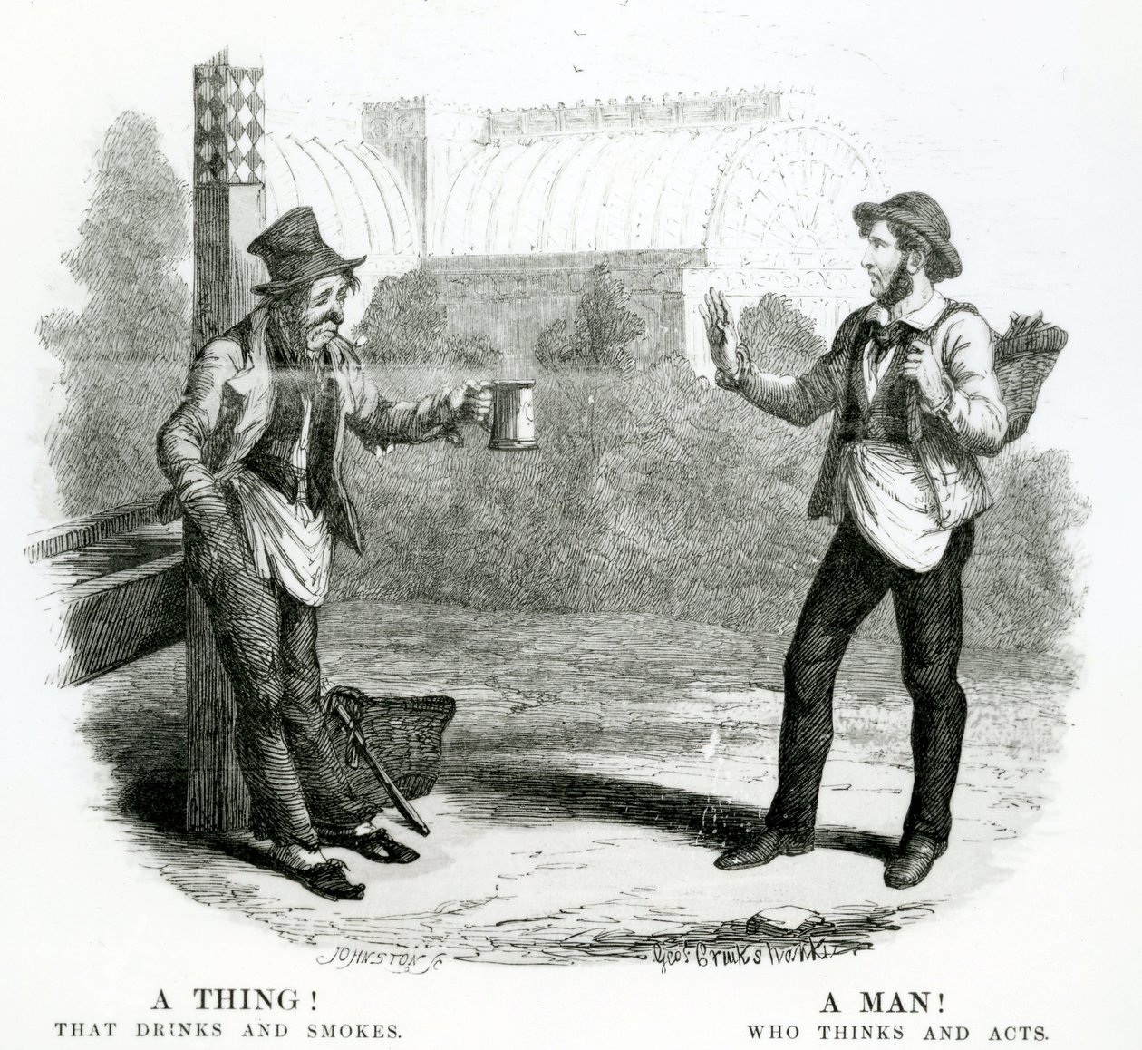 En ting! At drikker og ryger; En mand! Hvem tænker og handler, 1800-tallet af English School