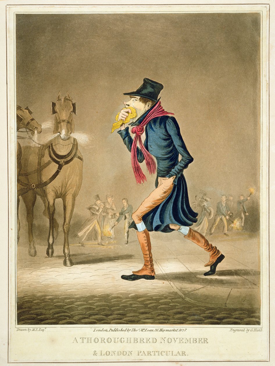 A Thoroughbred November & London Particular, indgraveret af George Hunt, udgivet af Thomas McLean, London, 1827 af English School