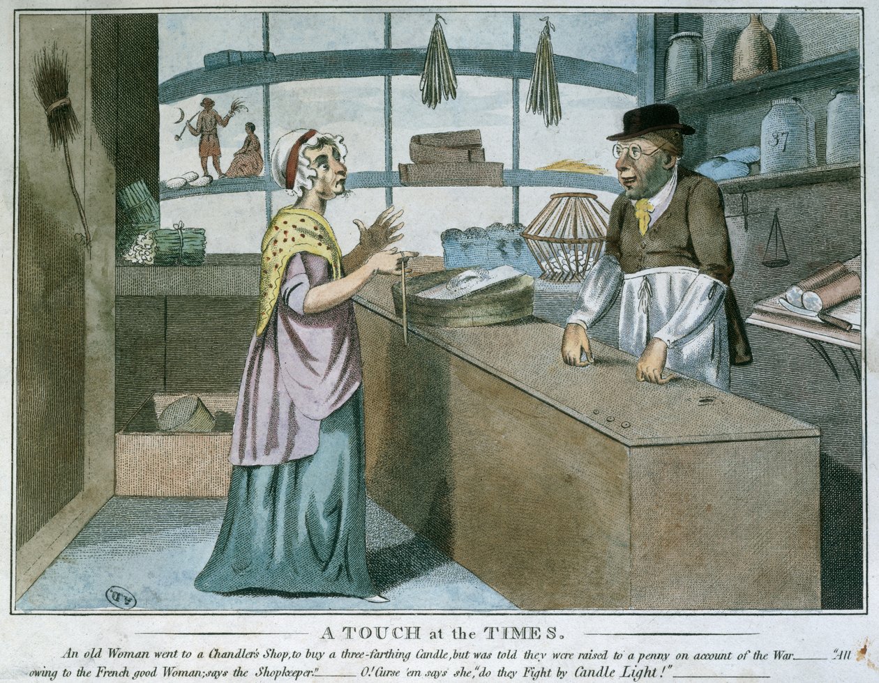 A Touch at the Times, karikatur af den franske blokade, marts 1805 af English School