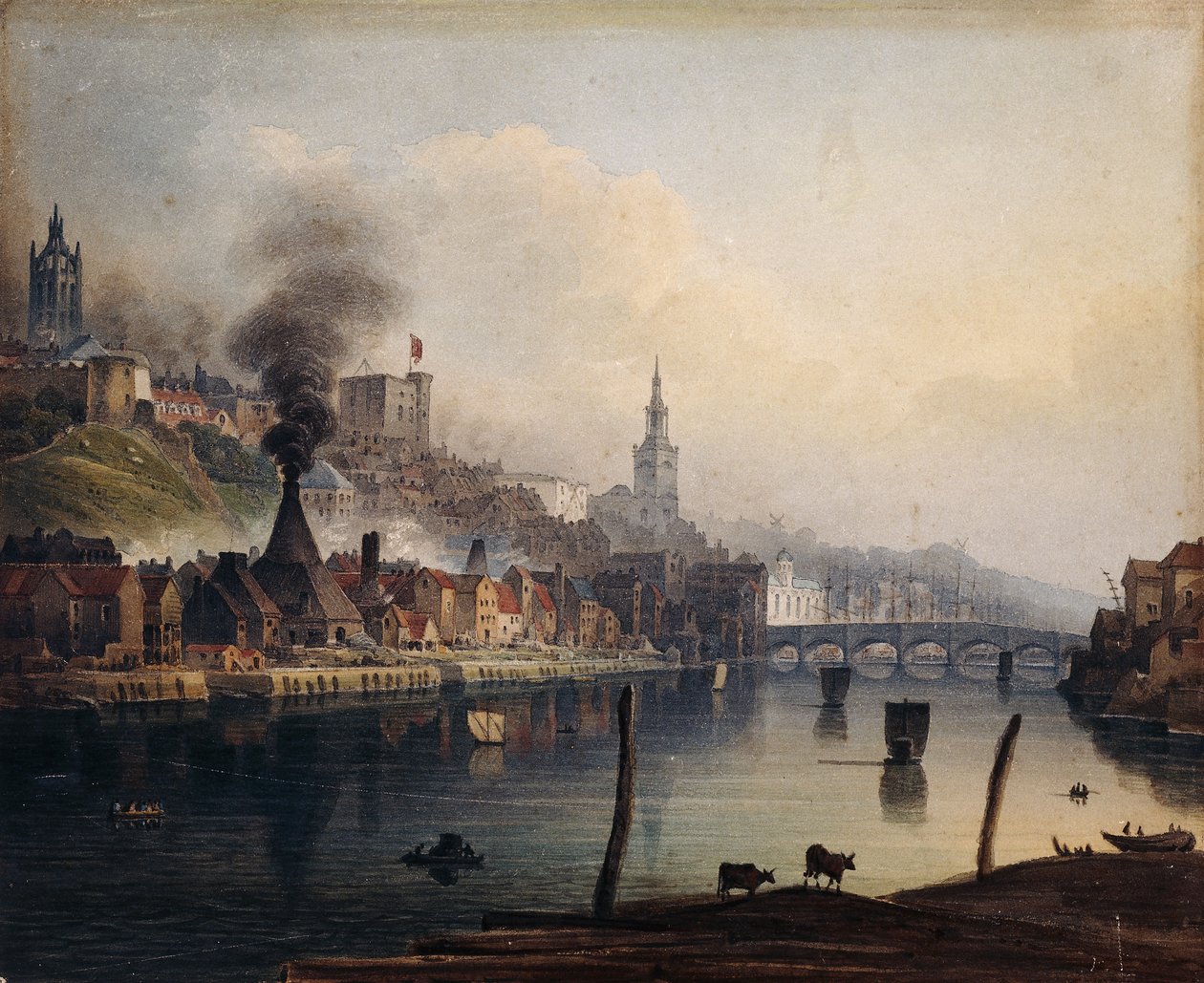 En udsigt over Newcastle fra floden Tyne, ca. 1810 af English School
